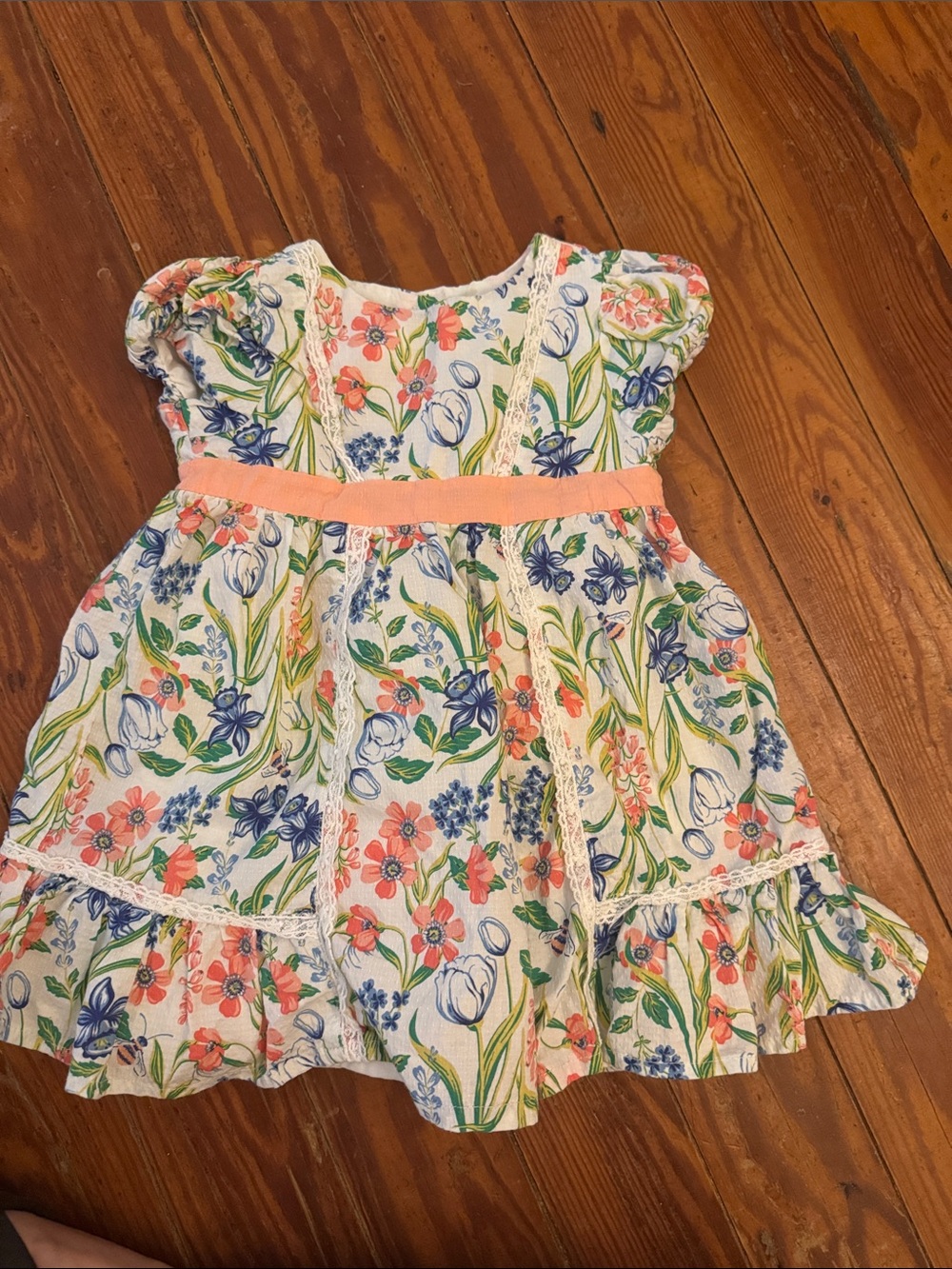 Rachel Zoe Floral Sundress with Coral Waistband and Lace